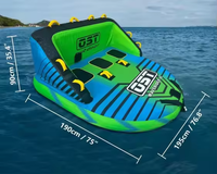 Tubes gonflables remorquables pour 2-3 personnes pour sports nautiques, tubes gonflables remorquables pour bateaux, points de remorquage doubles, nylon, enfants et adultes