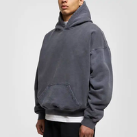 Sweat-shirt à capuche épais en coton 100% de 500 g/m², délavé à l'acide, coupe courte, avec logo personnalisé imprimé en relief, haute qualité, vente en gros