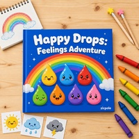 Livre d'images pour enfants personnalisé, couverture rigide, apprentissage des émotions, livre d'histoires pour enfants, personnages arc-en-ciel colorés et kawaii, cadeau pour les tout-petits
