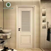 Porte intérieure à persiennes en bois massif blanc, ventilée, pour chambre à coucher, isolation phonique, porte intérieure à plat avec cadre