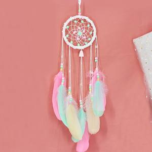 Ins ragazza cuore e pianta verde disegno floreale creativo tessuto realizzato artista fatto <span class=keywords><strong>a</strong></span> mano nozze nordiche acchiappasogni - Product Image 5