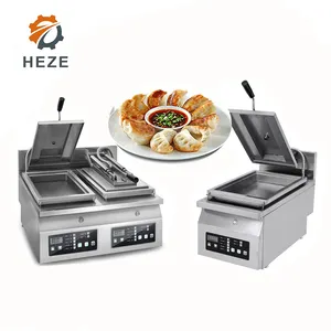 2022 Automatic Dumpling Fryer Cooker Electric Gyoza Frying Griller Stainless Steel Fried Dumpling Making Machine