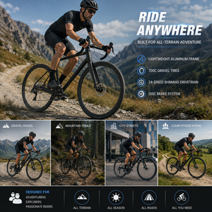 <span class=keywords><strong>Bicicleta</strong></span> de <span class=keywords><strong>Gravel</strong></span> 700C de 24 Velocidades, Cuadro de Aleación de Aluminio, Horquilla de <span class=keywords><strong>Carbono</strong></span>, Frenos de Disco Hidráulicos, 700x50C, <span class=keywords><strong>Bicicleta</strong></span> de Aventura, Venta al Por Mayor OEM - Product Image 4