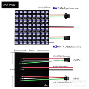 WS2812B LED Display Module 8X8 Pixel <b>5V</b> DC Input Output Data Chain For Indoor Use - Product Image 1