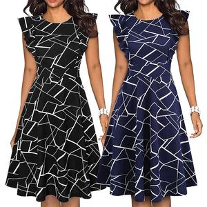 <strong>Womens</strong> Black Career <strong>Dresses</strong> Ruffle Arm Modern <strong>Funeral</strong> Attire Flared a Line Sundress Vintage Clothes Party <strong>Dress</strong> - Product Image 2