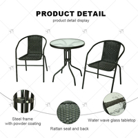 Ensembles de tables et chaises de loisirs d'extérieur, 3 chaises à dossier pour hôtels, villas, jardins, chaises en rotin pour usage en cour extérieure