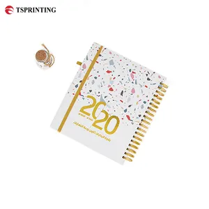 Campioni gratuiti notebook riviste e pianificatori con calendario personalizzato con copertina rigida a caldo LOGO a spirale rilegatura diario stampa libro