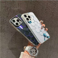 Coque de téléphone antichoc durable en TPU avec motif géométrique 3D nid d'abeille estampé à chaud, impression couleur sur la coque arrière pour