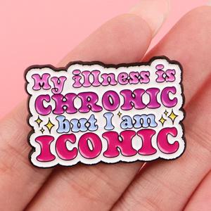 Spilla Distintiva in Metallo con Scritta 'My Illness Is' - Accessorio Moda Divertente per Abbigliamento - Product Image 3