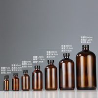 Bouteilles rondes Boston en stock, bouteilles en verre transparent, flacons de sérum, flacons pulvérisateurs avec buses, petits flacons d'échantillons