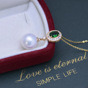 Collier pendentif en forme de gourde en perle d'eau douce ronde de 11-12 mm, forte luminosité, faible défaut, argent S925 pour femmes - Product Image 3