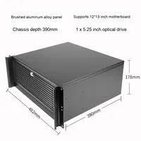 Serveur de stockage industriel 4U à châssis court, panneau en acier entièrement ouvert, verrouillage, carte mère EATX double voie, refroidissement, alimentation ATX