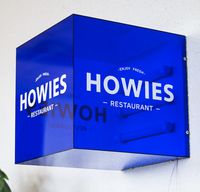Enseigne lumineuse carrée personnalisée à rétroéclairage, panneau mural en acrylique LED à lumière chaude pour logo de café, salon, entreprise, devanture de magasin