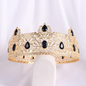 Miallo Mahkota Tiara Ratu Raja Pengantin Barok untuk Anak Laki-laki Diadema Hiasan Kepala <span class=keywords><strong>Prom</strong></span> Pengantin Mahkota Bulat - Product Image 3
