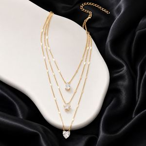 Multi Layer Vintage Moon Classic <b>Necklace</b> Gold Silver Plated <b>Stacked</b> Love Star Water Drop Heart Pendant Women's Jewelry - Product Image 3