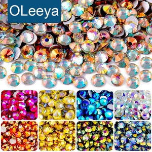 Cristales al por Mayor OLeeya, Cristales de Calidad con Brillo, SS6-SS30, Parte Posterior Plana, Sin Fijación en Caliente, Cristales de Vidrio para Decoración de Uñas - Product Image 1