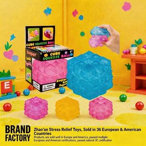 Nee Doh-Style Squishy TPR Stress Relief Toy-Water Cube/Polygonal Ice <b>Block</b>/ Cube Squeezable Fidget Toy for Ages 5+ - Product Image 2