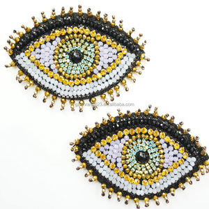 PH014 Custom Handmade Hot Fix Diamant Patch DIY Evil Eye Strass Perlen Applique Patch - Product Image 2