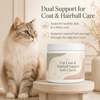 Jinmao Cat Coat & Hairball Support Soft Chews-Grain-Free Fast Absorption Biotin Zinc Vitamin E Kulit Sehat Bulu Berkilau Aman