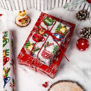 Flyhill Reversible Wrapping Paper Roll 17 Inch X 33 Feet Silver Mug With Animals Red Merry Christmas Design - Product Image 6