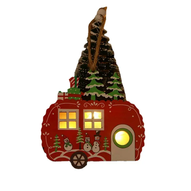 TaiLai Christmas decorations creative hollow christmas wood pendant with light home outdoor ceramic hanging ornaments christmas