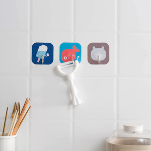 Adhesive Cartoon <b>Hooks</b> Square Removable Wall Mounted For <b>Kitchen</b> Bathroom Doors Novelty <b>Hooks</b> Mixed Color - Product Image 4