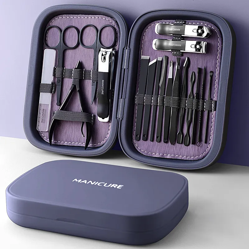 Nuovo 18 in 1 Set Manicure tagliaunghie Pedicure Kit strumenti per Manicure in acciaio inox toelettatura Kit per la cura delle unghie con custodia Premium