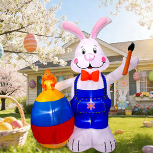 Waterproof Easter Inflatable Decor 6FT Bunny Rabbit with Egg & Hatching Chicks- LED <b>Light</b>-Up Lawn Decor for Home Party - Product Image 4
