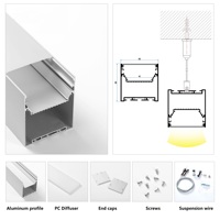 Perfil LED de aluminio para montaje en superficie, luz lineal con efecto de sombra para techo, iluminación lineal para yeso.