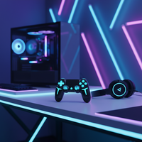 Joystick y Controlador de Juegos GAMINJA a Precio de Fábrica, con Luz RGB, Inalámbrico, Diseño Ergonómico y Motor de Vibración para PS4
