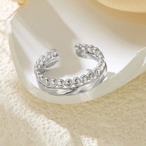 Double Layered <b>Ring</b> Gold <b>Silver</b> Line <b>Ring</b> <b>Adjustable</b> and Non Fading Stainless Steel <b>Rings</b> Jewelry for Women - Product Image 3