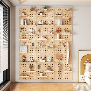 Étagère murale en bois massif, étagère de rangement murale pour salon, bibliothèque simple en bois pour mur de fond - Product Image 2