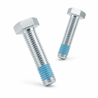 Boulon hexagonal en acier au carbone zingué pour axe de roue avec patch de verrouillage en nylon bleu pour chariot de courses, chariot à plateforme et chariot à roulettes