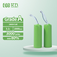 Sel Baterai AJENERGY Grade 18650 LiFePO4 2000mAh 3.2V Isi Ulang Silinder untuk Lampu Darurat/Pijat/Mainan