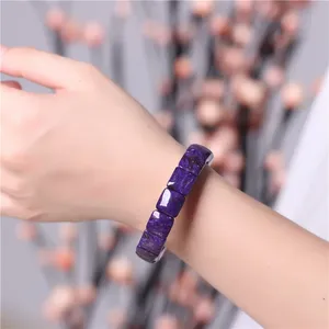 천연 보라색 차로이트 여성용 라운드 비즈 클래식 스트랜드 팔찌 골드 12x12mm 힐링 스톤 파티 주얼리 CCGTC 인증서 - Product Image 5