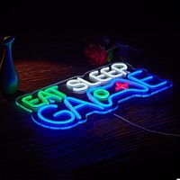 Lumières néon LED à intensité variable personnalisables 5000K DC 12V Décoration de salle de jeux EAT SLEEP GAME Bar à bière Cave d'homme Chambre Art mural Signe