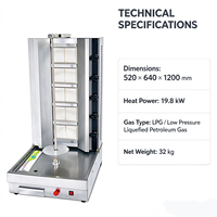 Machine à griller le doner/kebab/shawarma au gaz automatique en acier inoxydable pour comptoir