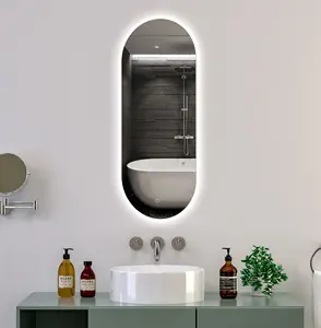 Smart Bathroom Hotel personalizzato speciale miroir a forma ovale Touch Screen senza nebbia bagno Led Smart Mirror
