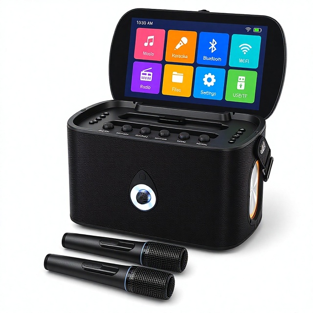Portable Flip Smart Touch Display Screen Outdoor Home KTV Karaoke Song Machine with WiFi for Connection HD Output