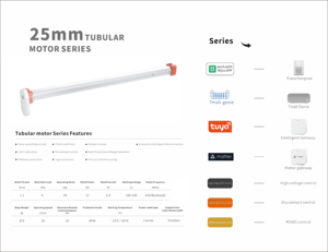Tysh 1.1nm thông minh tuya Wifi động cơ hình ống 25mm cơ giới rèm cuốn RF433 từ xa tự động văn phòng rèm động cơ kim loại hiện đại - Product Image 2