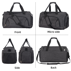 Bolsa de viaje impermeable de color gris oscuro para hombres y mujeres, bolsa de lona, mochila con compartimento para zapatos, bolsa de lona personalizada, viaje - Product Image 5