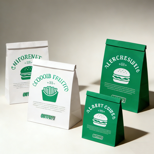 Bolsa de Papel Personalizada a Precio de Fábrica, Sin Asas, Color Marrón/Blanco, Bolsa de Papel Kraft de Grado Alimenticio, Reciclable, para Llevar Pan, Sándwiches - Product Image 3