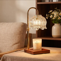 Lampe chauffe-bougie de table avec minuterie et variateur d'intensité, en verre floral rose, vert, multicolore, pour la fonte de cire, idéale pour bureau, chambre et salon