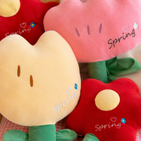 Set Bantal Boneka Bunga Musim Semi Siap Kirim, Tulip Daisy Dekoratif Lucu, Bantal Isi Dakron untuk Dekorasi Kamar Anak, Bantal Lempar Katun Lembut