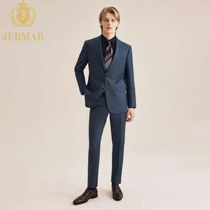 Abito da uomo su misura in lana blu scuro, leggero, elegante, vestibilità slim, perfetto per cene formali e serate speciali - Product Image 1