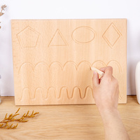 Tableau d'écriture en bois pour l'apprentissage précoce, tableau de traçage des formes arabes, tableau braille, jeu préscolaire, jouet cadeau pour enfants