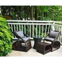 Ensemble de table à café et de chaises de jardin en rotin rond moderne de luxe avec structure en aluminium, résistant aux UV, pour salon