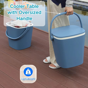 4 Gallon Draagbaar Bier En Wijnkoeler Met Handvat En Pop-Up Buitentafel Voor Terras, Picknick En Strand - Product Image 2