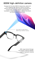 Lunettes Intelligentes de Sport en Plein Air avec Appel Bluetooth, Musique, Contrôle Tactile, Traduction Vocale IA, Caméra 8MP pour Photographie et Enregistrement Vidéo, LOGO