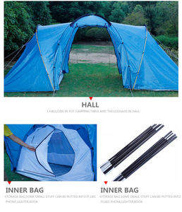 Tente de camping en plein air avec 2 pièces, <span class=keywords><strong>1</strong></span> salon, étanche, extra grand espace, tente pour 12 personnes, tente familiale - Product Image 6